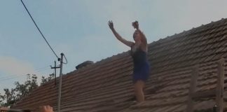 Прославата излезе од контрола: Кумата се качила на покривот и фрлала ѓерамиди!