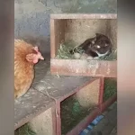 Кокошка ја начекала мачката на јајцата, тоа што следело го нема ни на филм! (ВИДЕО)